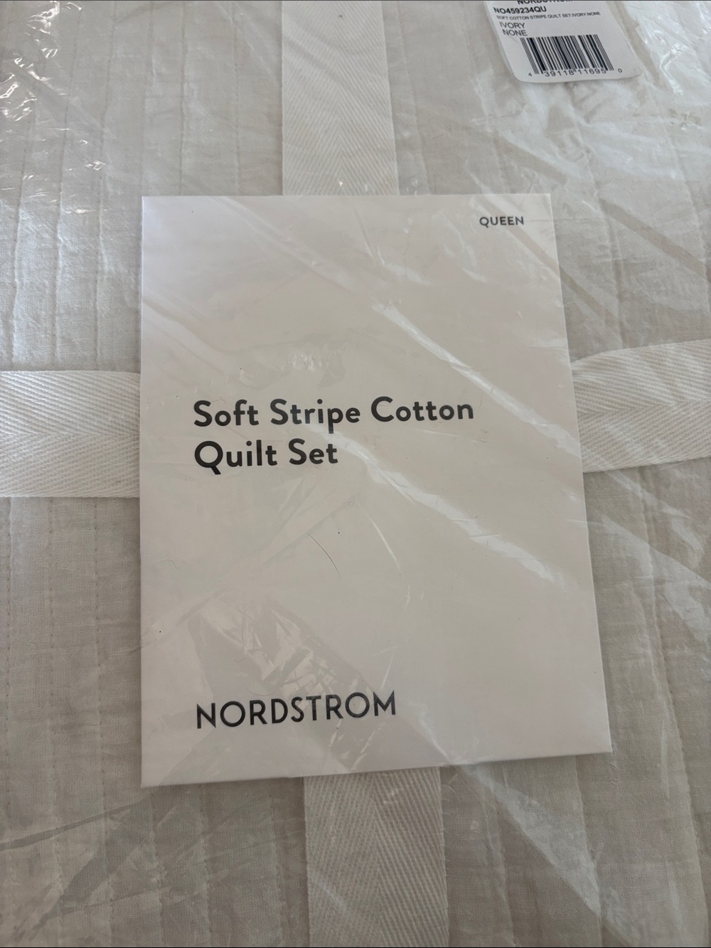 Nordstrom Soft Stripe Cotton Quilt Set - Cream and White